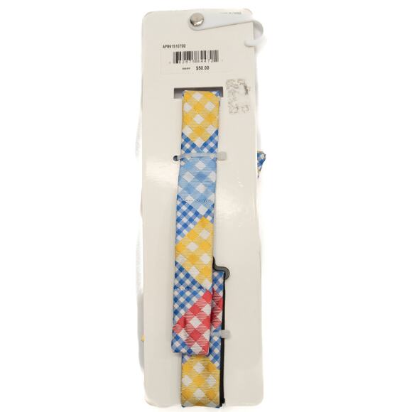 Izod Pre-Tied Adjustable Blue Yellow Pink Gingham Bow Tie Bowtie - Picture 3 of 5